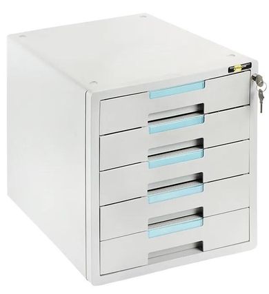 Yellow One, szafka na dokumenty, 5 szuflad, szaro-niebieska