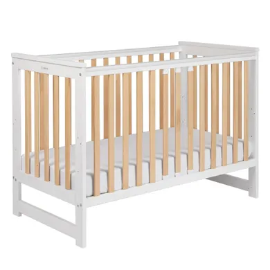 Yoonco, IWI, łóżeczko drewniane z barierką, białe/buk