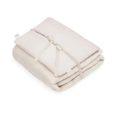 Yoonco, muślinowy zestaw: poduszka i kołderka, krem