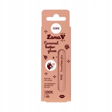 Yope, Lana V Lip Glaze, pielęgnujący błyszczyk do ust, Caramel Butter, 8 ml