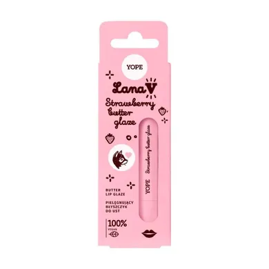 Yope, Lana V Lip Glaze, pielęgnujący błyszczyk do ust, Strawberry Butter, 8 ml