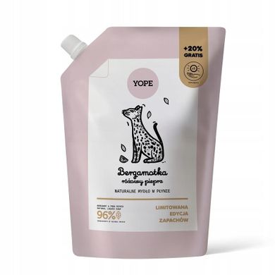 Yope, naturalne mydło w płynie, refill, Bergamotka & Różowy Pieprz, 600 ml