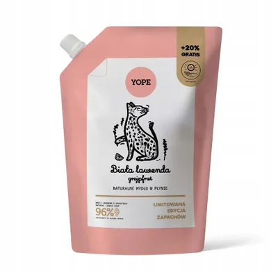 Yope, naturalne mydło w płynie, refill, Biała Lawenda & Grejpfrut, 600 ml