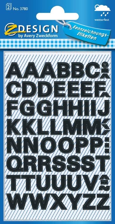 Z-Design, naklejki czarne litery (38 pkt./95 mm), wodoodporne
