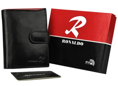 Zapinany, pionowy portfel męski z połyskującej skóry naturalnej, Ronaldo