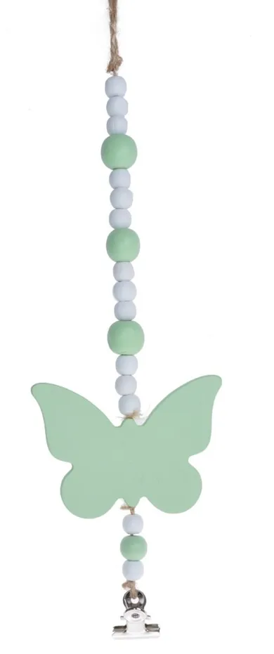 Zawieszka, motyl zielony z koralikami, 8.5-0.5-34 cm