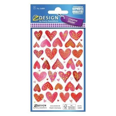 Zdesign, naklejki papierowe, wytłaczane serca