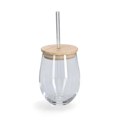 Zeller, szklanka ze szklaną słomką i szczelnym wieczkiem z bambusa, 500 ml