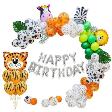 Zestaw balonów na urodziny dziecka, zwierzątka ZOO, 90 szt.