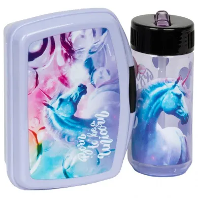 Zestaw: lunchbox + bidon, 330 ml, Jednorożec