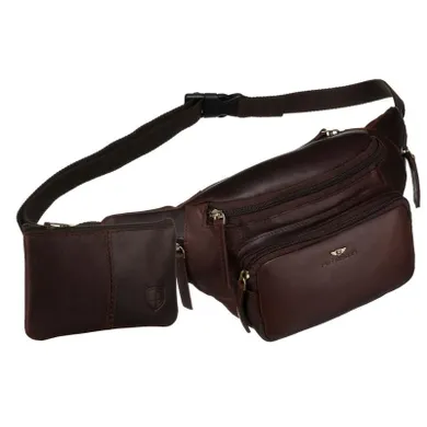 Zestaw, Saszetka na biodro, nerka, Etui na klucze, brązowy, skórzany, Peterson