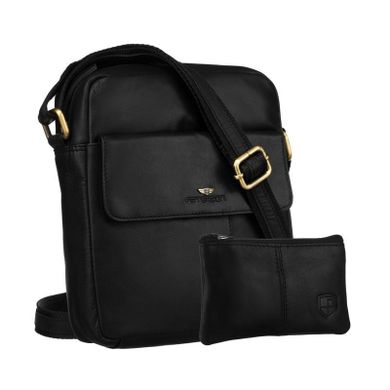 Zestaw, Torba listonoszka, Etui na klucze, czarny, skórzany, Peterson