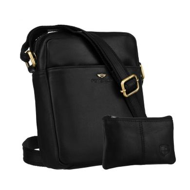 Zestaw, Torba listonoszka, Etui na klucze, czarny, skórzany, Peterson