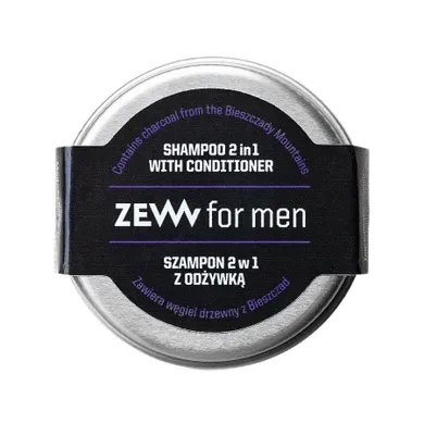 Zew For Men, szampon 2w1 z odżywką z węglem drzewnym z Bieszczad, 15 ml