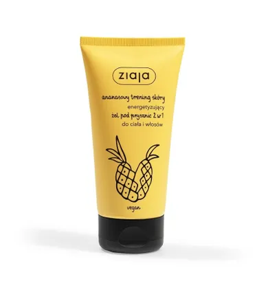Ziaja, Ananasowy Trening Skóry, energetyzujący żel pod prysznic 2w1 do ciała i włosów, 160 ml