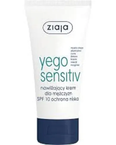 Ziaja, Yego Sensitiv, nawilżający krem dla mężczyzn ochrona niska SPF 10, 50 ml