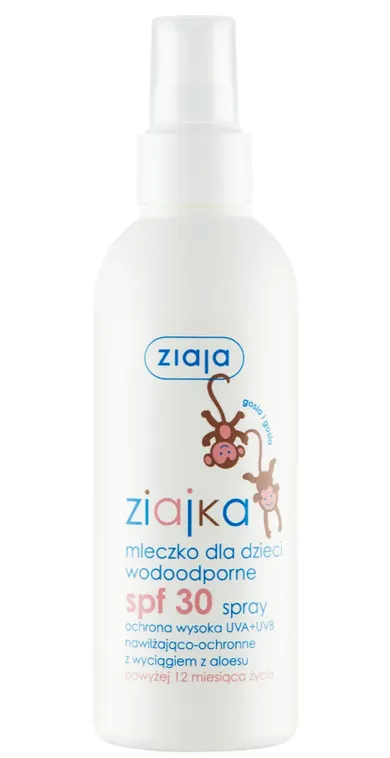 Ziajka, mleczko dla dzieci wodoodporne w sprayu, SPF 30, 170 ml