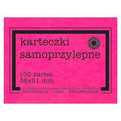 Ziemia Obiecana, karteczki samoprzylepne, fluo, 100 kartek, różowe, 38-51mm