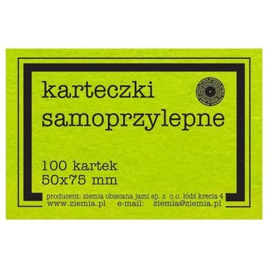 Ziemia Obiecana, karteczki samoprzylepne, fluo, zielone, 50-75 mm, 100 kartek