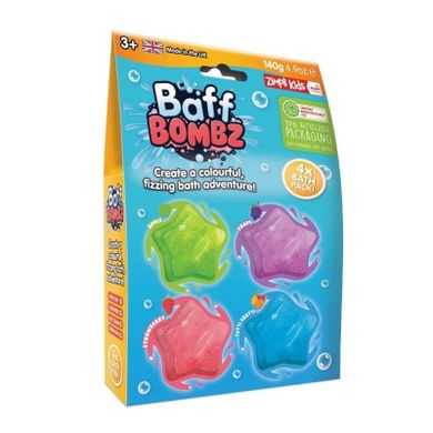 Zimpli Kids, Baff Bomb, musujące gwiazdki do kąpieli, zmieniające kolor wody, 4 szt.