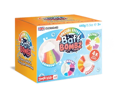 Zimpli, Rainbow Baff Bombz, kształty do kąpieli zmieniające kolor wody, 4 szt.