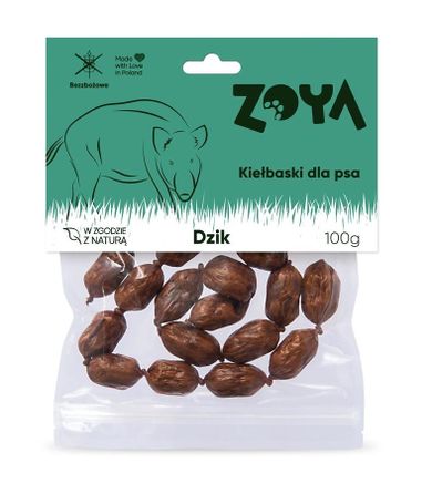 Zoya, Kiełbaski z dzika, przysmak dla psa, 100g