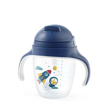BabyOno, kubek niekapek z obciążoną słomką, niebieski