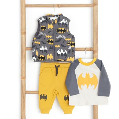 Cool Club, Komplet chłopięcy, Bluzka z długim rękawem, Spodnie dresowe, Bezrękawnik, mix, Batman