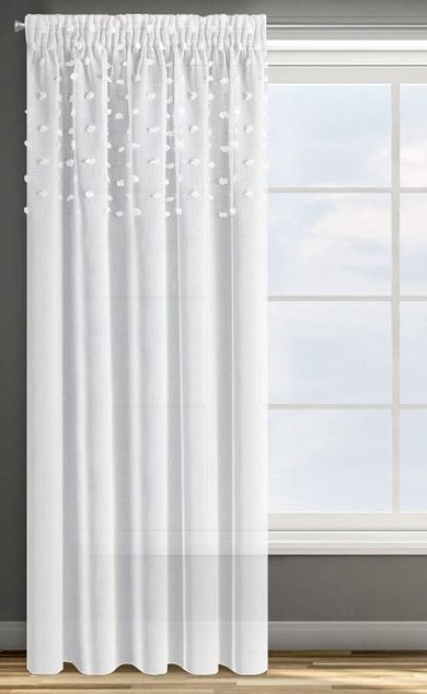Eurofirany, zasłona gotowa D91 Stella na taśmie, 140-270 cm, biały
