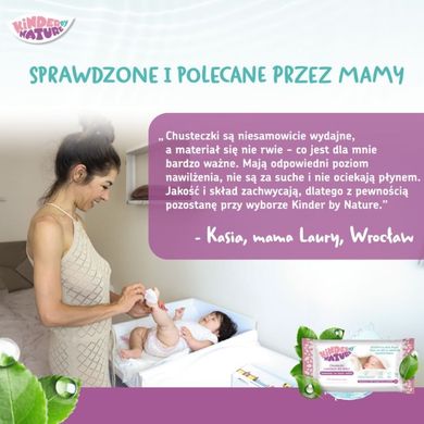 Kinder by Nature, zestaw: chusteczki nawilżane odpowiednie dla noworodków i dzieci + etui, 168 szt.