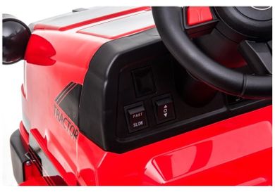 Lean Toys, Traktor, pojazd na akumulator z przyczepą, czerwony
