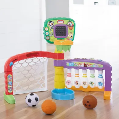 Little Tikes, Sportowe Centrum Aktywności 3w1, bramka, kosz, kręgle