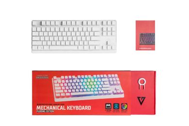 Modecom, Volcano Lanparty, Pudding Edition, klawiatura mechaniczna, biała RGB, niebieski przełącznik