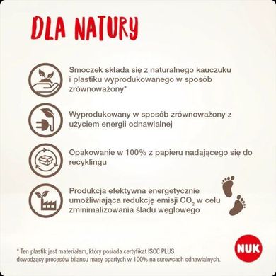Nuk, For Nature, smoczek lateksowy, 0-6m, 2 szt.