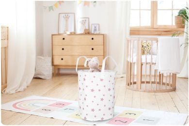 Ricokids, kosz na zabawki, biało-różowy, 35-60 cm