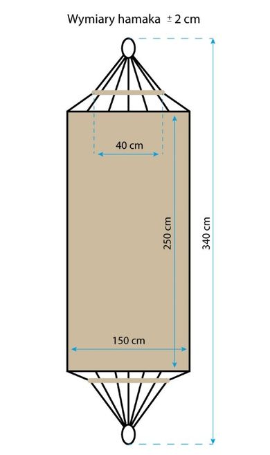 Royokamp, hamak ogrodowy z drążkiem, 2-osobowy, XXL, niebieski, 250-150 cm
