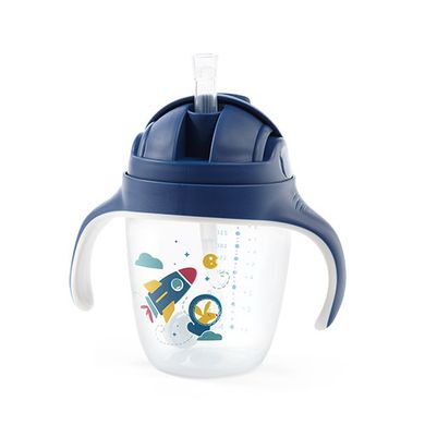 BabyOno, kubek niekapek z obciążoną słomką, niebieski