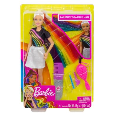 Barbie, Tęczowe włosy, lalka z akcesoriami