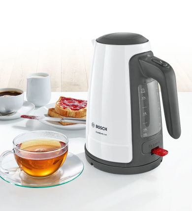 Bosch, czajnik bezprzewodowy, TWK 6A011, biały, 1.7l