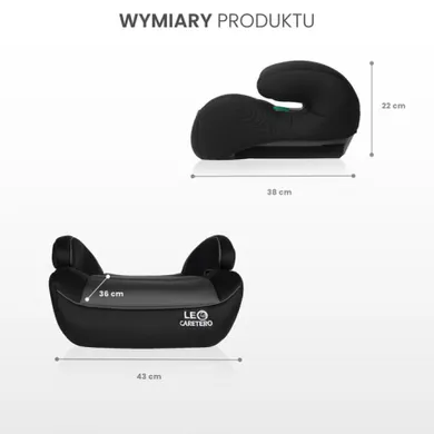 Caretero, Leo I-Size, podstawka samochodowa, Black, 125-150 cm