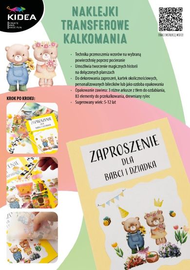 Kidea, kalkomania, zestaw kreatywny, misie