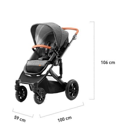 Kinderkraft, Prime, wózek wielofunkcyjny 3w1, szary