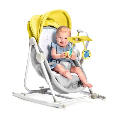 Kinderkraft, Unimo, leżaczek, bujaczek, krzesełko 5w1, żółty