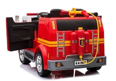 Lean Toys, wóz strażacki, pojazd na akumulator, czerwony, LL911