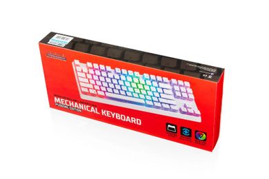 Modecom, Volcano Lanparty, Pudding Edition, klawiatura mechaniczna, biała RGB, niebieski przełącznik