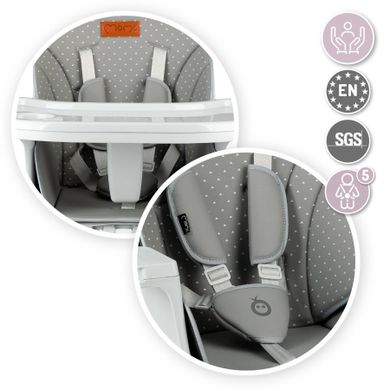 Momi, Woodi, krzesełko do karmienia, 3w1, szare