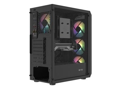 Natec, Fury Shobo SH4F RGB Midi Tower, obudowa komputerowa z oknem, czarna