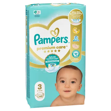 Pampers, Premium Care, pieluchy jednorazowe, rozmiar 3, 6-10 kg, 60 szt.