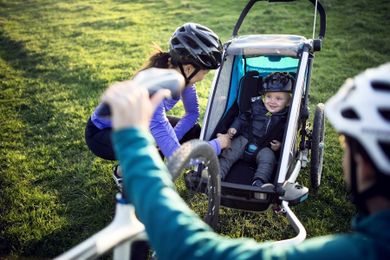 Thule, Chariot Sport 1, przyczepka rowerowa dla dziecka, zielono-niebieska