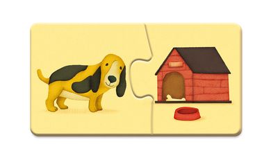 Zwierzęta i ich domki, dwuczęściowe puzzle, 20 elementów